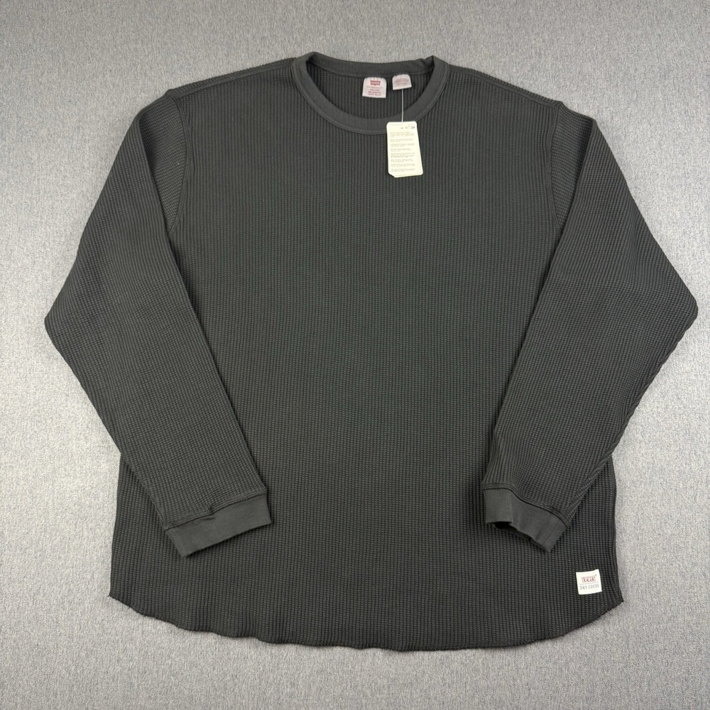 Levi's Dry Goods Men's XXL 2XL Waffle Knit Thermal Long Sleeve Black Heavyweight
